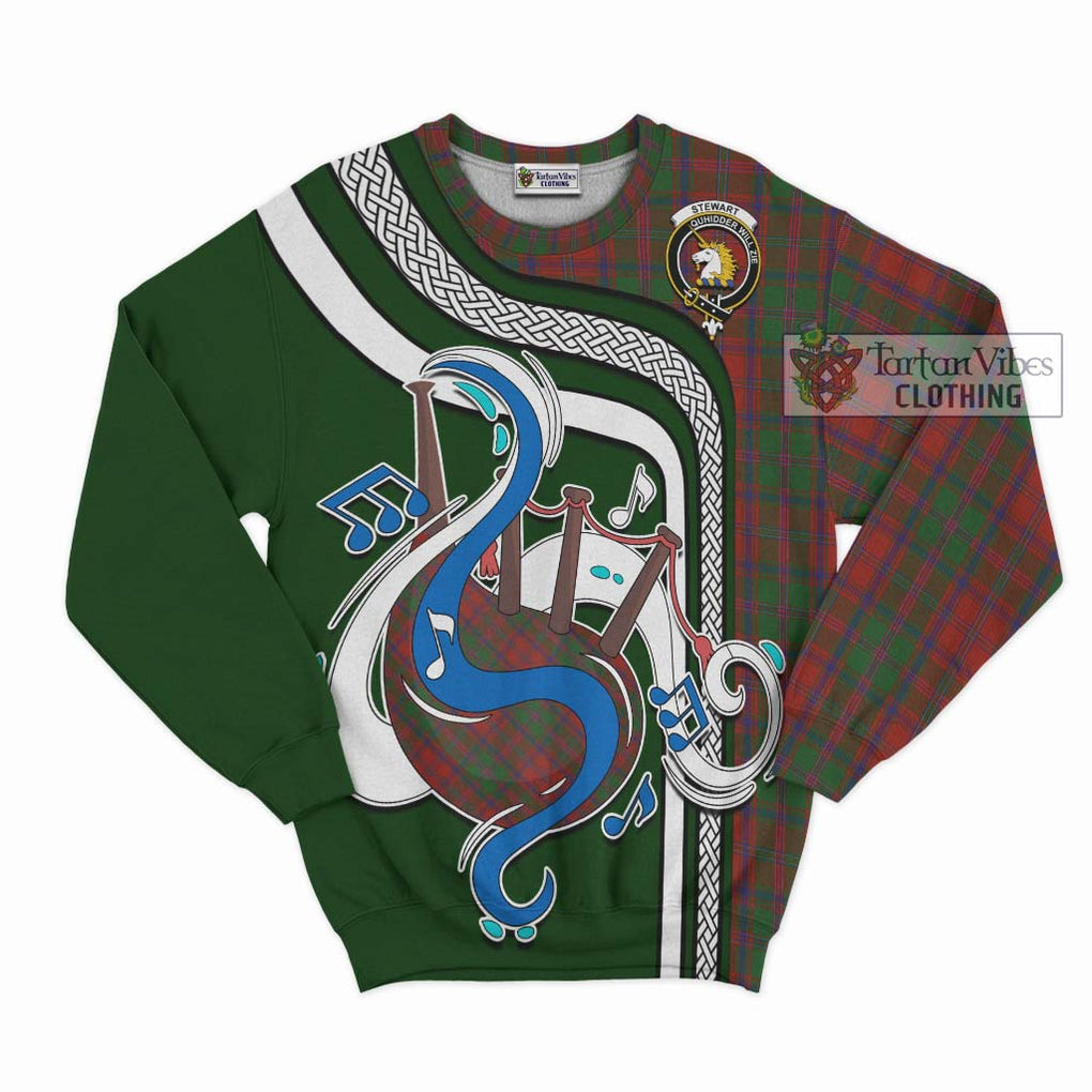 Tartan Vibes Clothing Stewart of Appin Tartan Sweatshirt with Epic Bagpipe Style