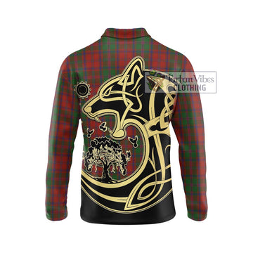 Stewart (Stuart) of Appin Tartan Long Sleeve Polo Shirt with Family Crest Celtic Wolf Style