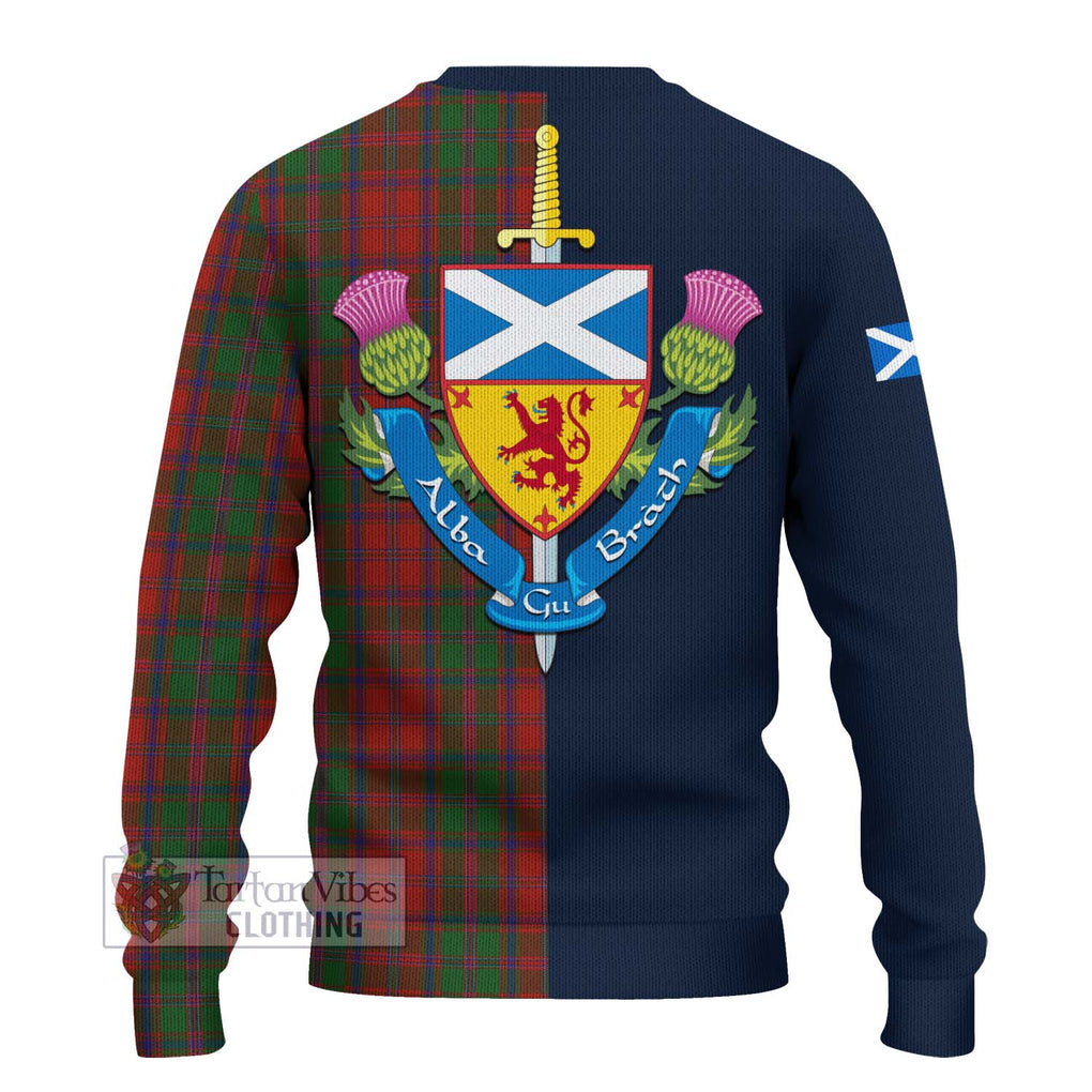 Tartan Vibes Clothing Stewart of Appin Tartan Knitted Sweater with Scottish Lion Royal Arm Half Style