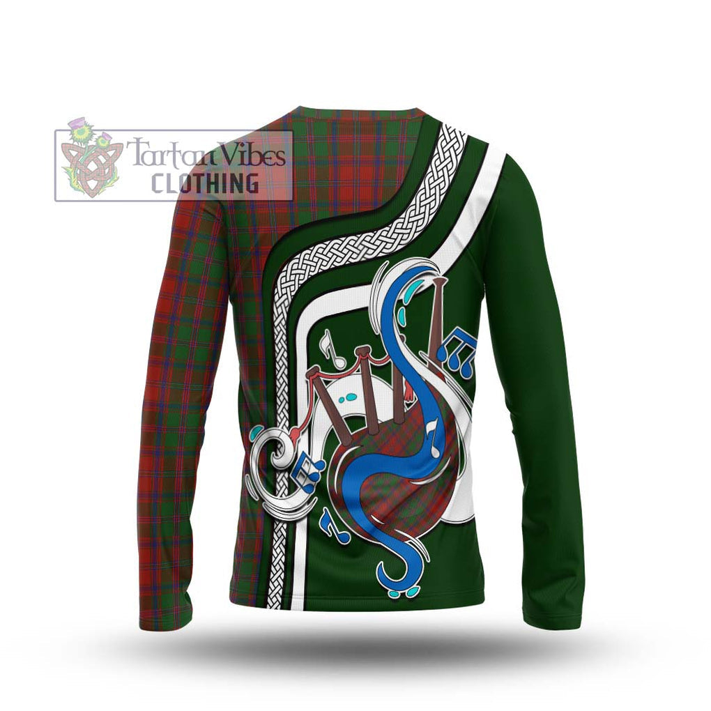 Tartan Vibes Clothing Stewart of Appin Tartan Long Sleeve T-Shirt with Epic Bagpipe Style