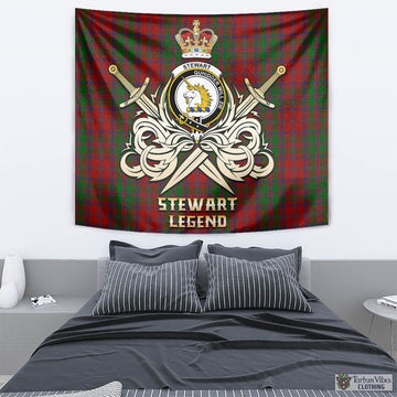 Stewart (Stuart) of Appin Tartan Tapestry with Clan Crest and the Golden Sword of Courageous Legacy