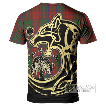 Stewart (Stuart) of Appin Tartan T-Shirt with Family Crest Celtic Wolf Style