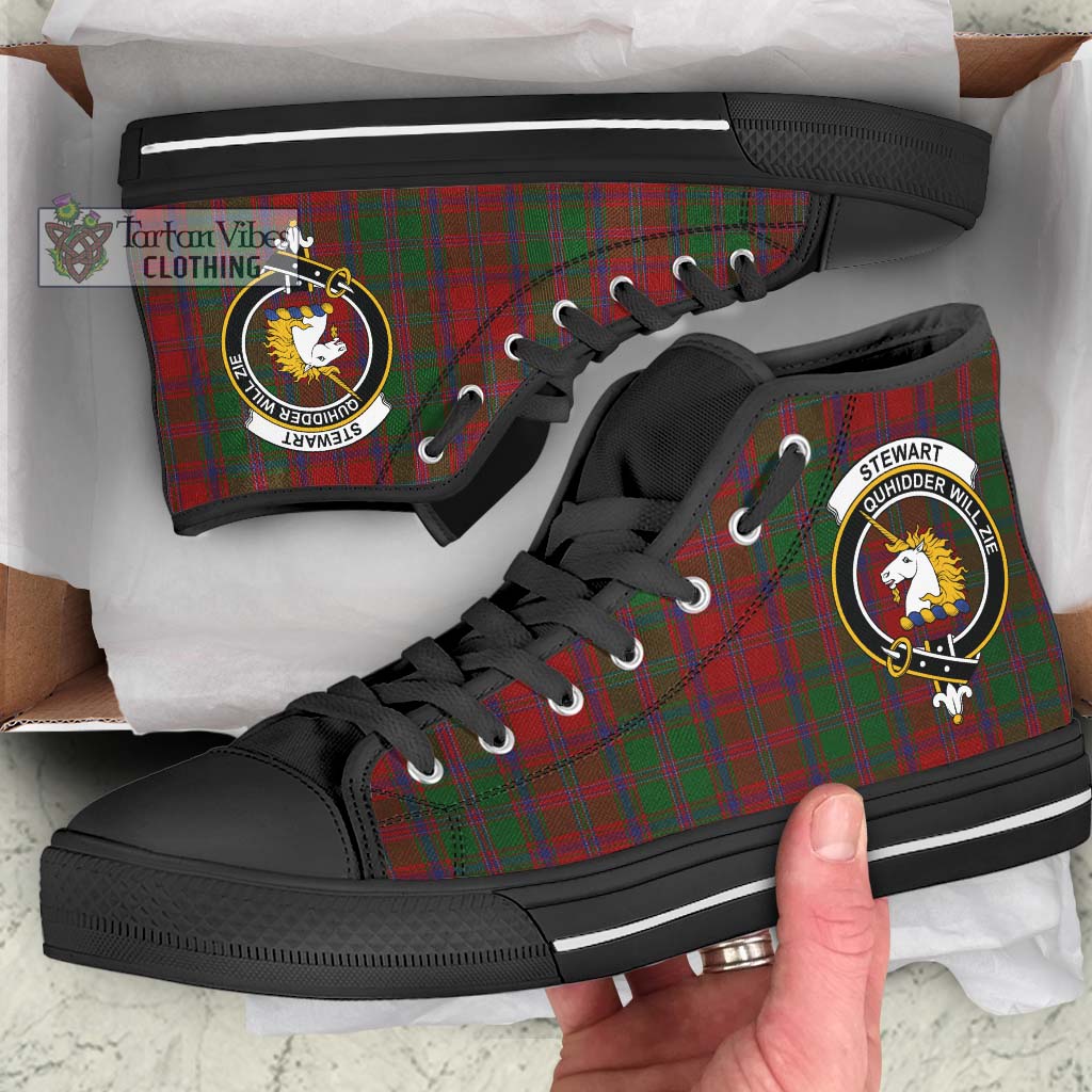 Tartan Vibes Clothing Stewart of Appin Tartan High Top Shoes with Family Crest