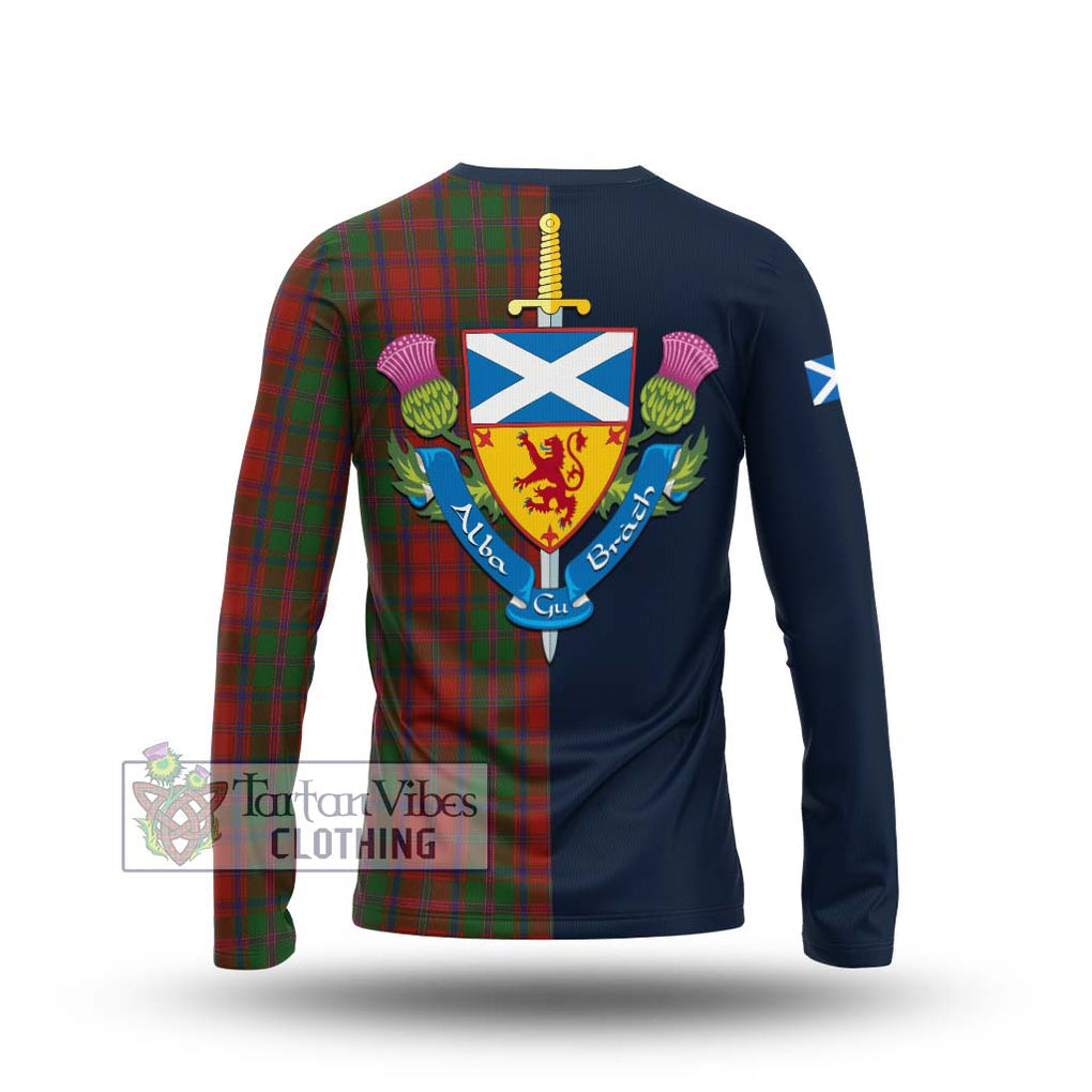 Tartan Vibes Clothing Stewart of Appin Tartan Long Sleeve T-Shirt with Scottish Lion Royal Arm Half Style