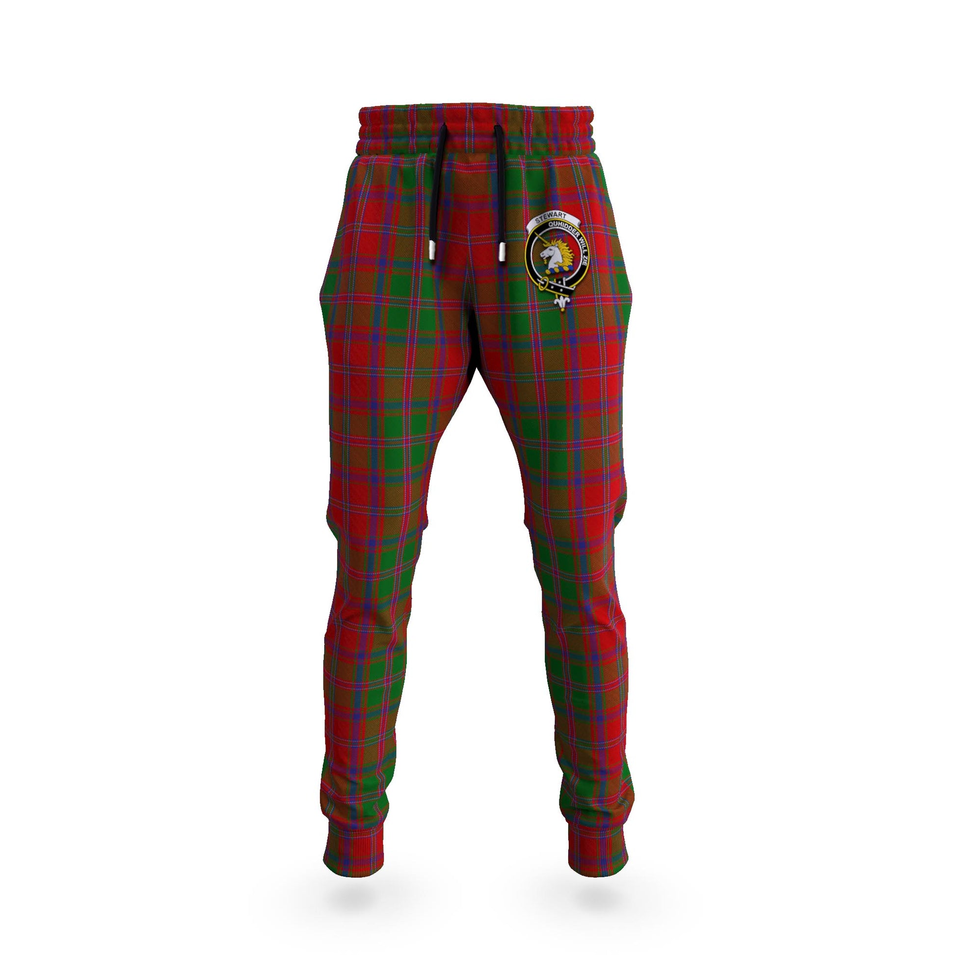 Stewart (Stuart) of Appin Tartan Joggers Pants with Family Crest 5XL - Tartan Vibes Clothing