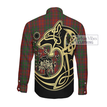 Stewart (Stuart) of Appin Tartan Long Sleeve Button Shirt with Family Crest Celtic Wolf Style