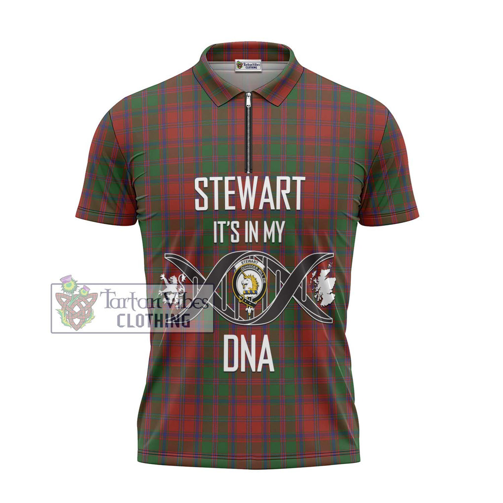 Stewart (Stuart) of Appin Tartan Zipper Polo Shirt with Family Crest DNA In Me Style - Tartanvibesclothing Shop