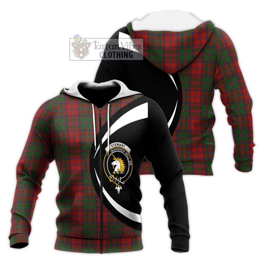 Stewart (Stuart) of Appin Tartan Knitted Hoodie with Family Crest Circle Style Unisex Knitted Zip Hoodie - Tartan Vibes Clothing