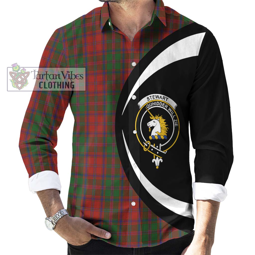 Stewart (Stuart) of Appin Tartan Long Sleeve Button Up with Family Crest Circle Style - Tartan Vibes Clothing