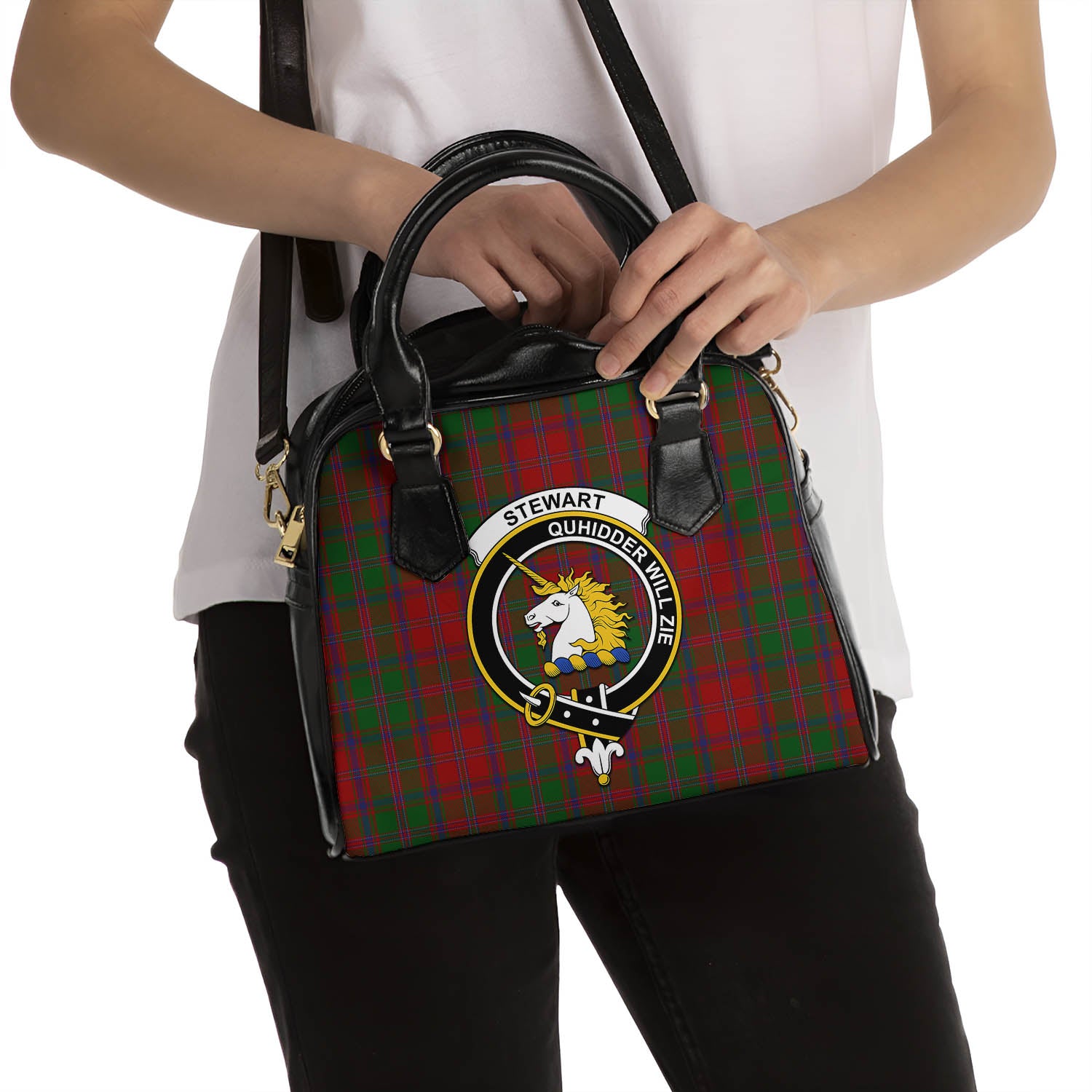 Stewart of Appin Tartan Shoulder Handbags with Family Crest - Tartanvibesclothing