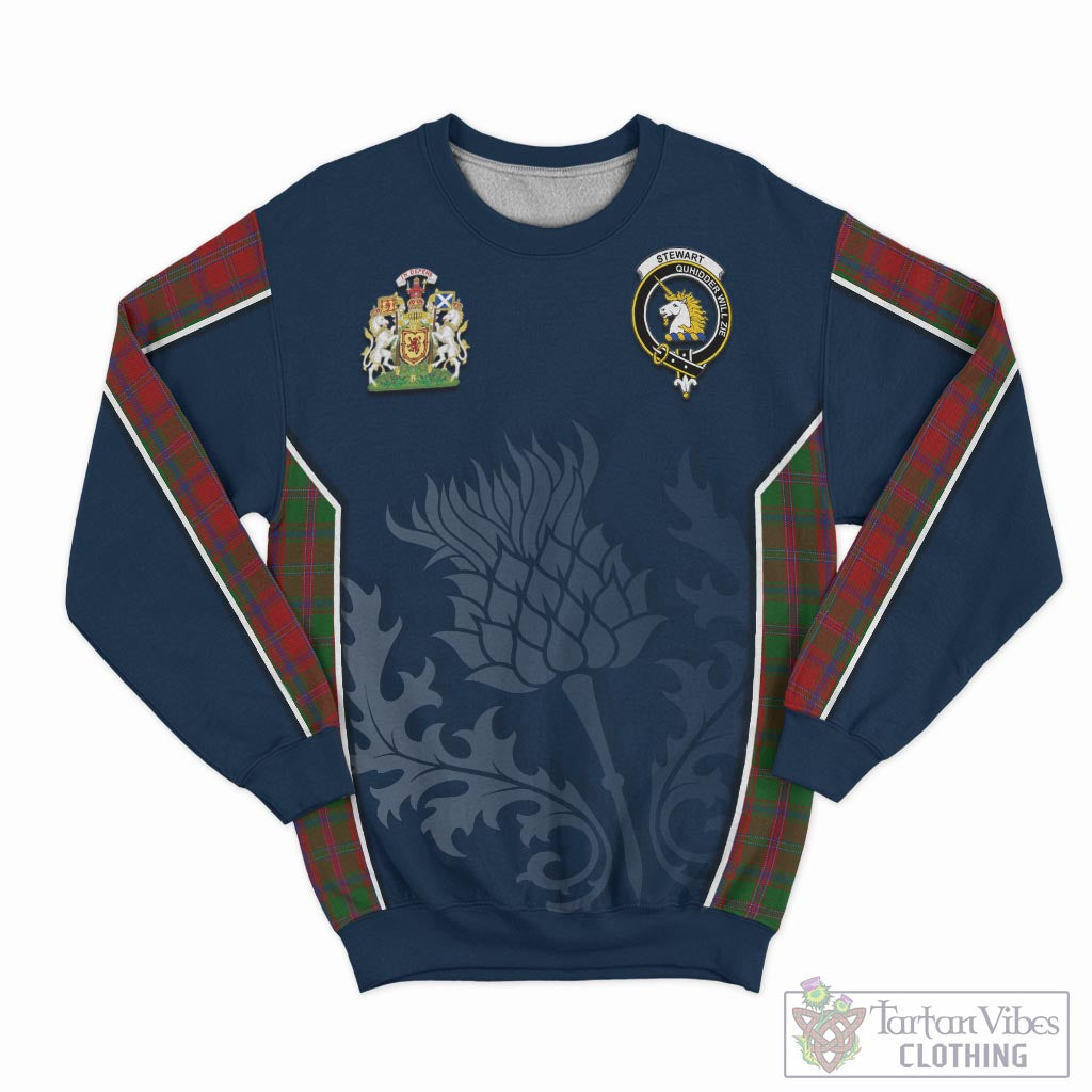 Tartan Vibes Clothing Stewart of Appin Tartan Sweatshirt with Family Crest and Scottish Thistle Vibes Sport Style