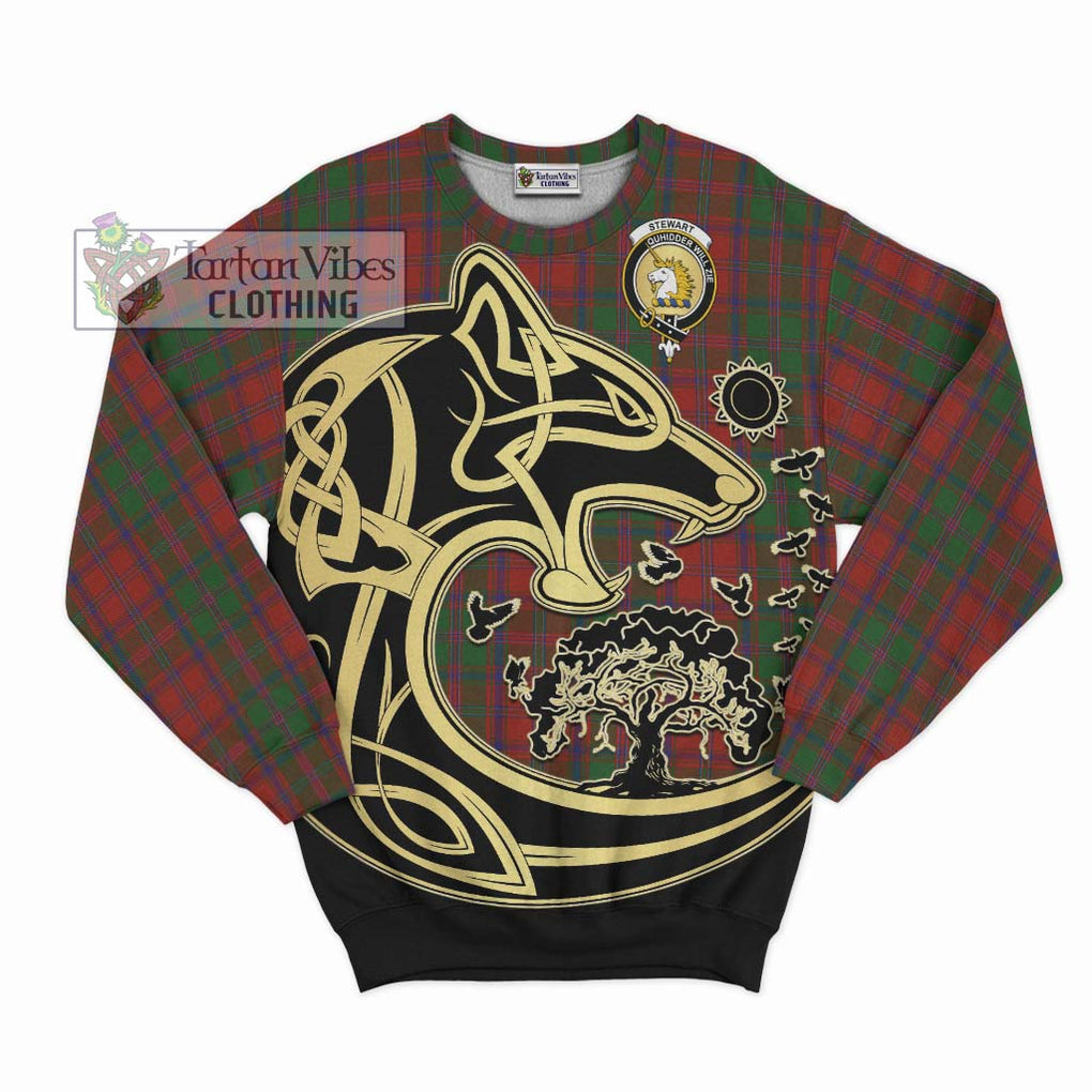 Stewart (Stuart) of Appin Tartan Sweatshirt with Family Crest Celtic Wolf Style - Tartan Vibes Clothing