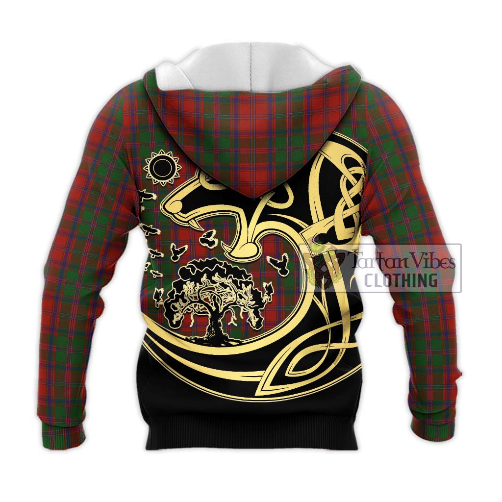 Stewart (Stuart) of Appin Tartan Knitted Hoodie with Family Crest Celtic Wolf Style - Tartan Vibes Clothing