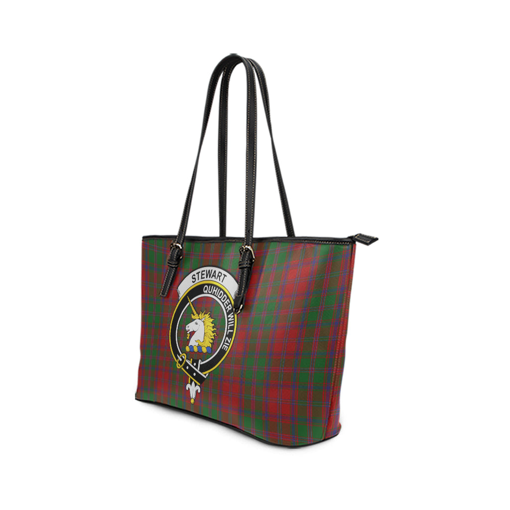 Stewart (Stuart) of Appin Tartan Leather Tote Bag with Family Crest - Tartan Vibes Clothing