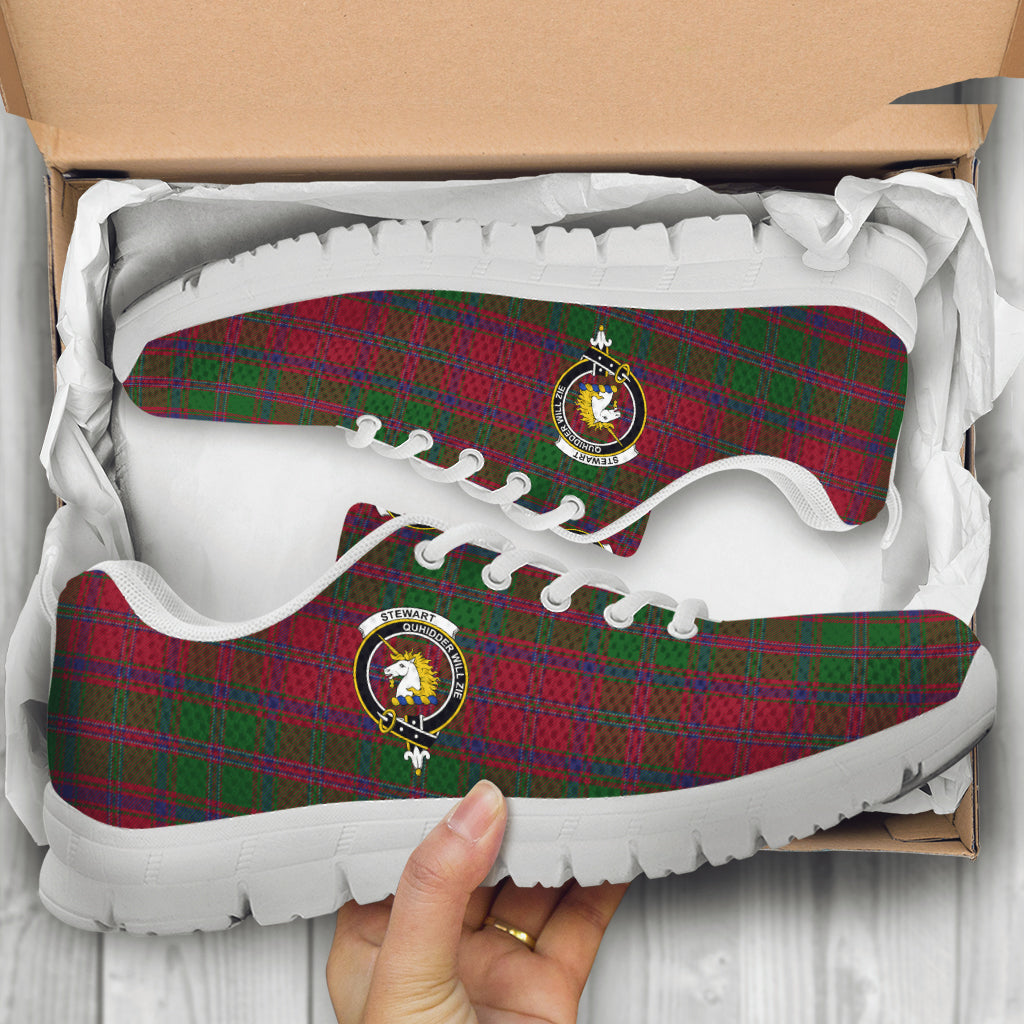 Stewart (Stuart) of Appin Tartan Sneakers with Family Crest - Tartan Vibes Clothing