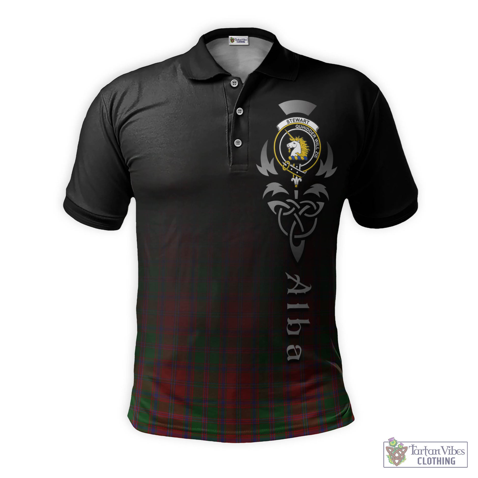 Tartan Vibes Clothing Stewart of Appin Tartan Polo Shirt Featuring Alba Gu Brath Family Crest Celtic Inspired