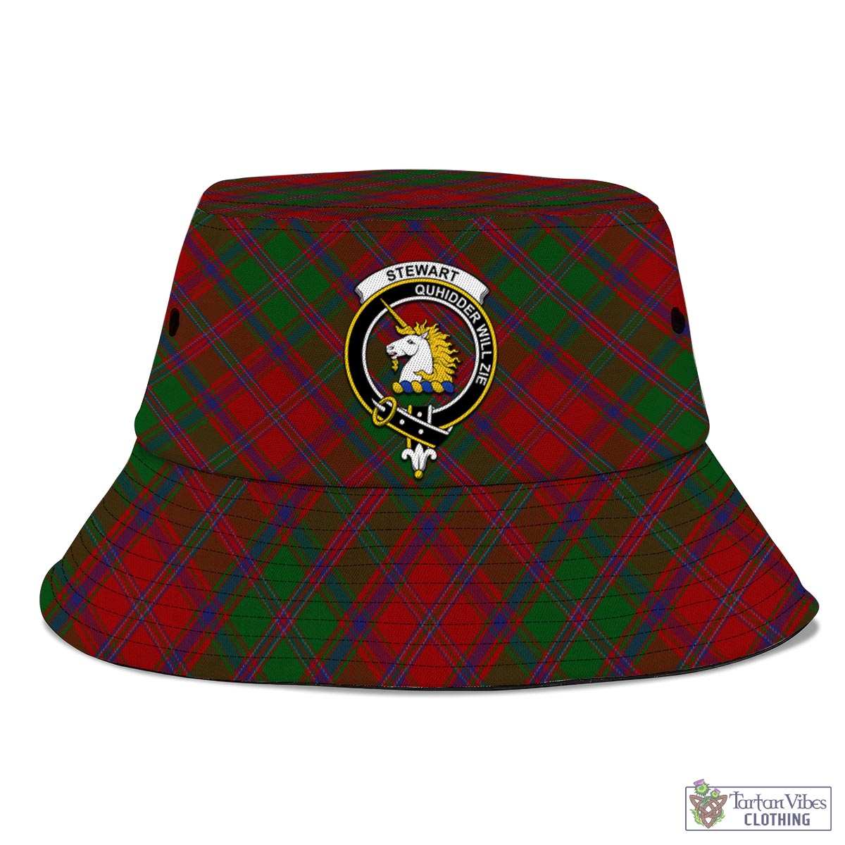 Tartan Vibes Clothing Stewart of Appin Tartan Bucket Hat with Family Crest