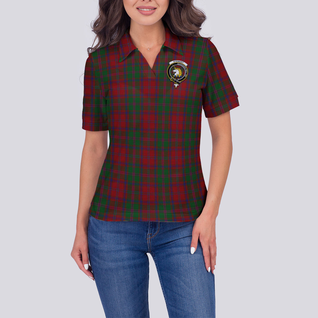 Stewart (Stuart) of Appin Tartan Polo Shirt with Family Crest For Women - Tartan Vibes Clothing