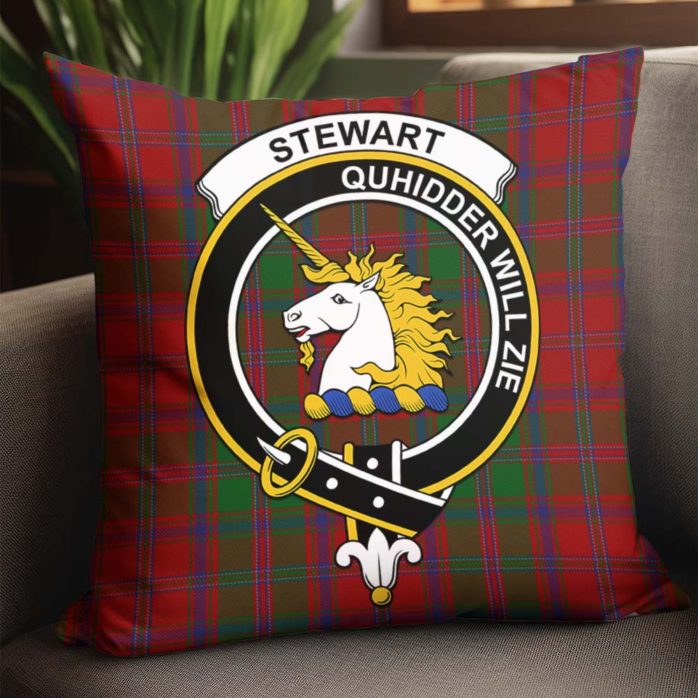 Stewart of Appin Tartan Pillow Cover with Family Crest - Tartanvibesclothing