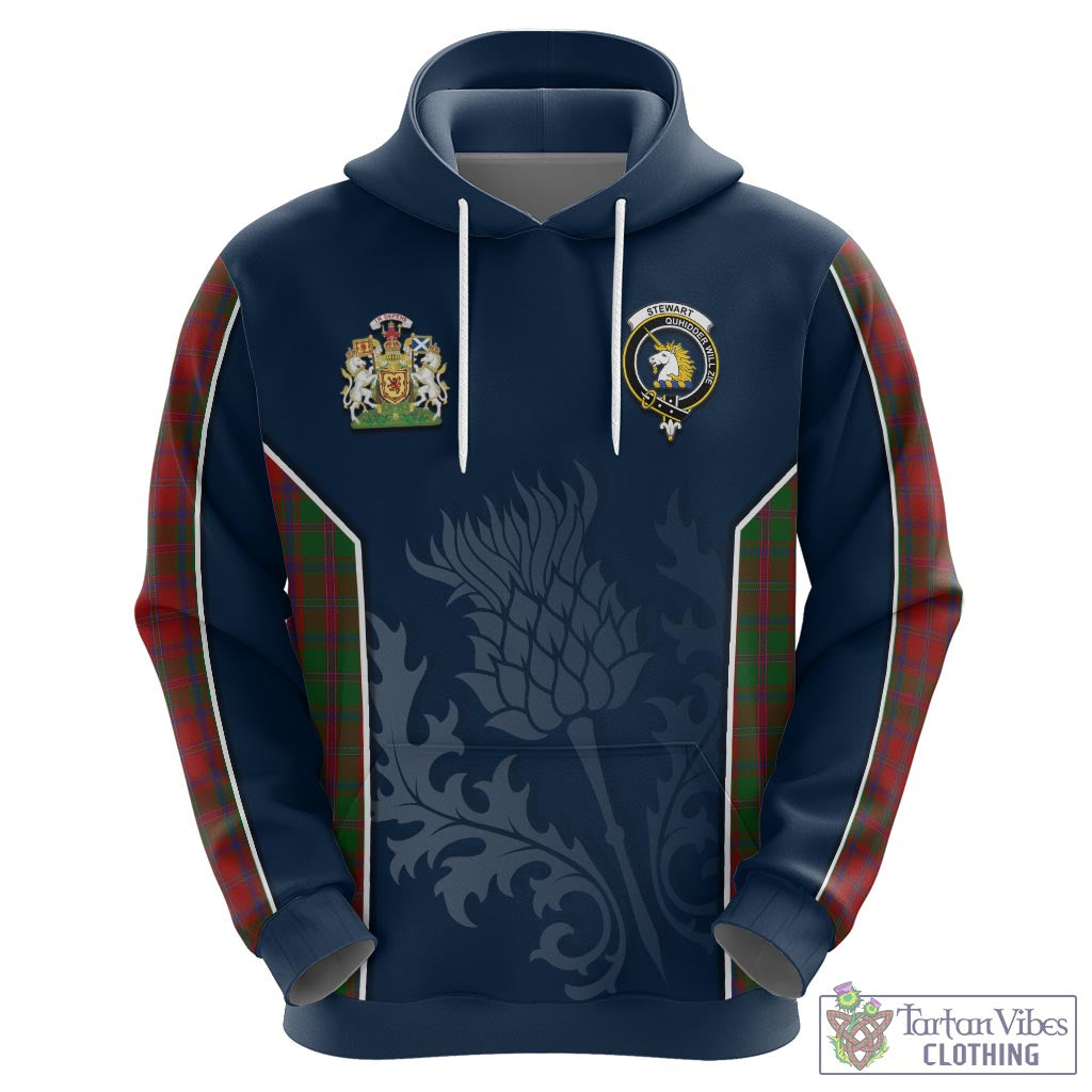 Tartan Vibes Clothing Stewart of Appin Tartan Hoodie with Family Crest and Scottish Thistle Vibes Sport Style