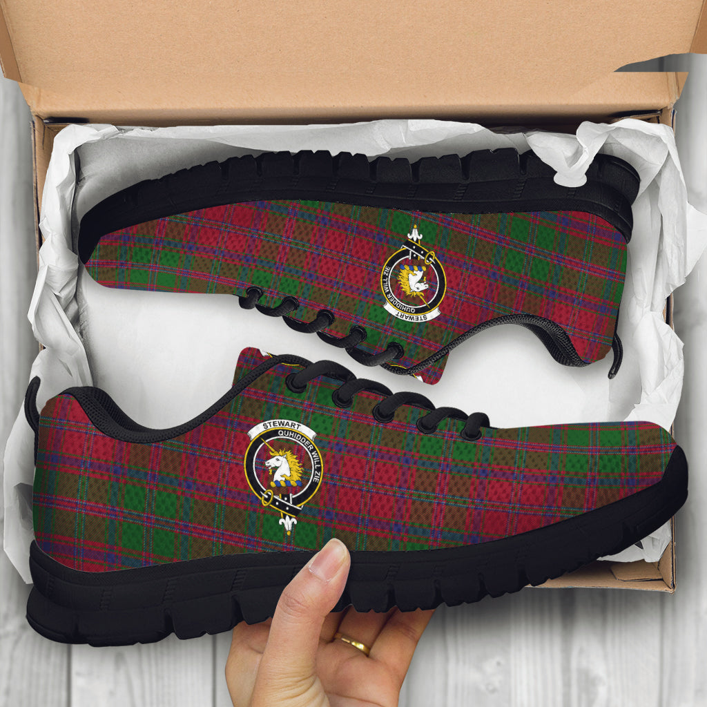 Stewart (Stuart) of Appin Tartan Sneakers with Family Crest - Tartan Vibes Clothing