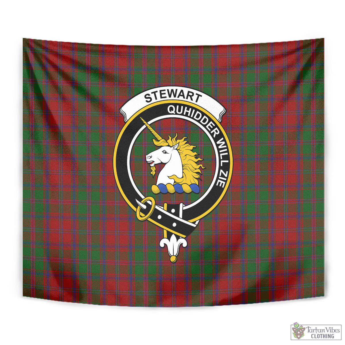 Tartan Vibes Clothing Stewart of Appin Tartan Tapestry Wall Hanging and Home Decor for Room with Family Crest