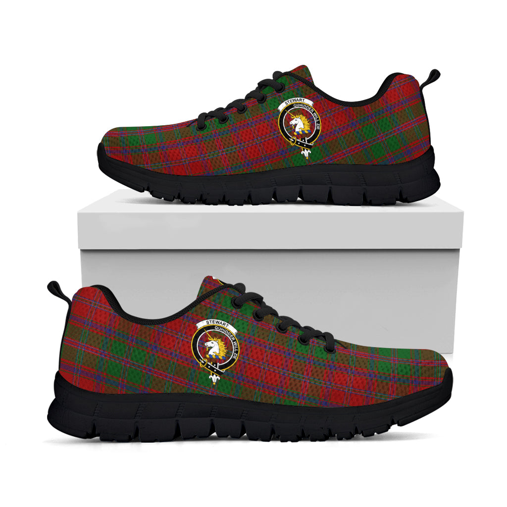 Stewart (Stuart) of Appin Tartan Sneakers with Family Crest - Tartan Vibes Clothing