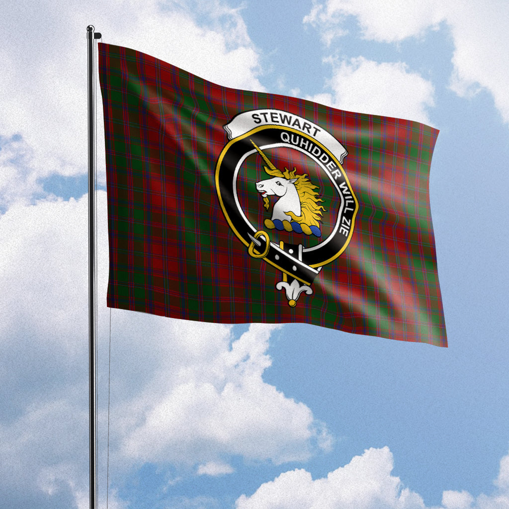 Stewart (Stuart) of Appin Tartan Flag with Family Crest House Flag (Horizontal) - Tartan Vibes Clothing