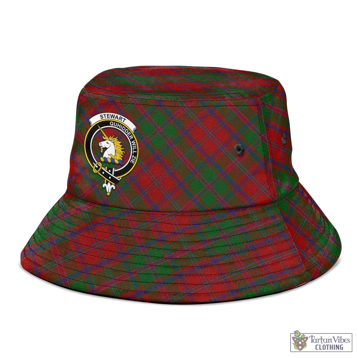 Tartan Vibes Clothing Stewart of Appin Tartan Bucket Hat with Family Crest