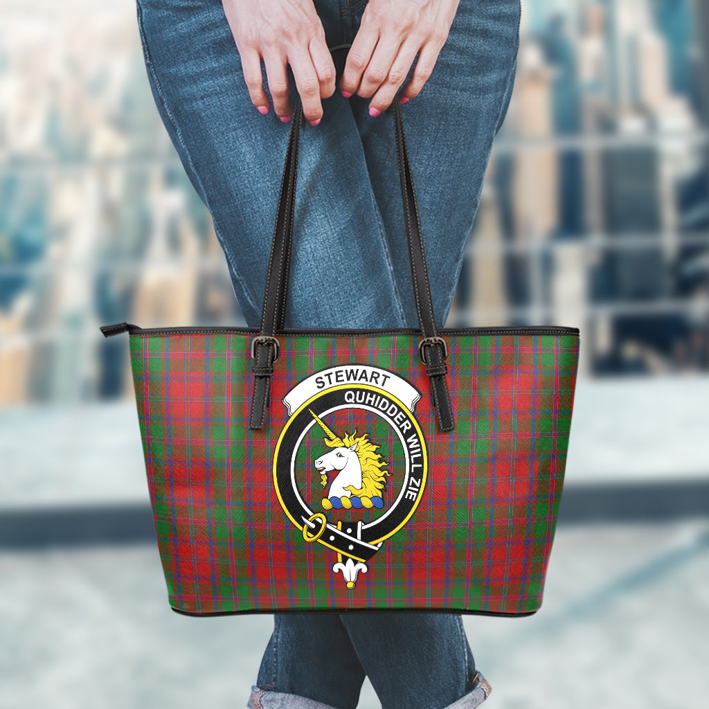 Stewart (Stuart) of Appin Tartan Leather Tote Bag with Family Crest - Tartan Vibes Clothing