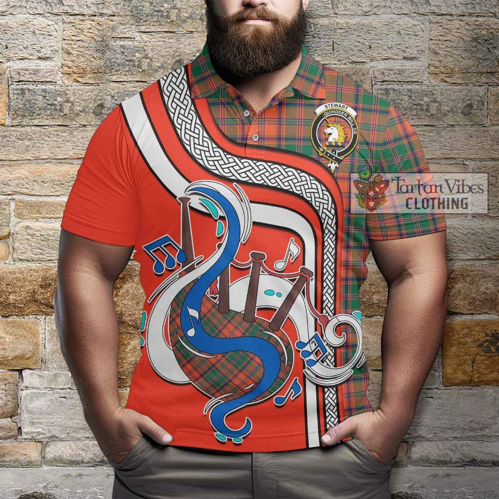 Tartan Vibes Clothing Stewart of Appin Ancient Tartan Polo Shirt with Epic Bagpipe Style