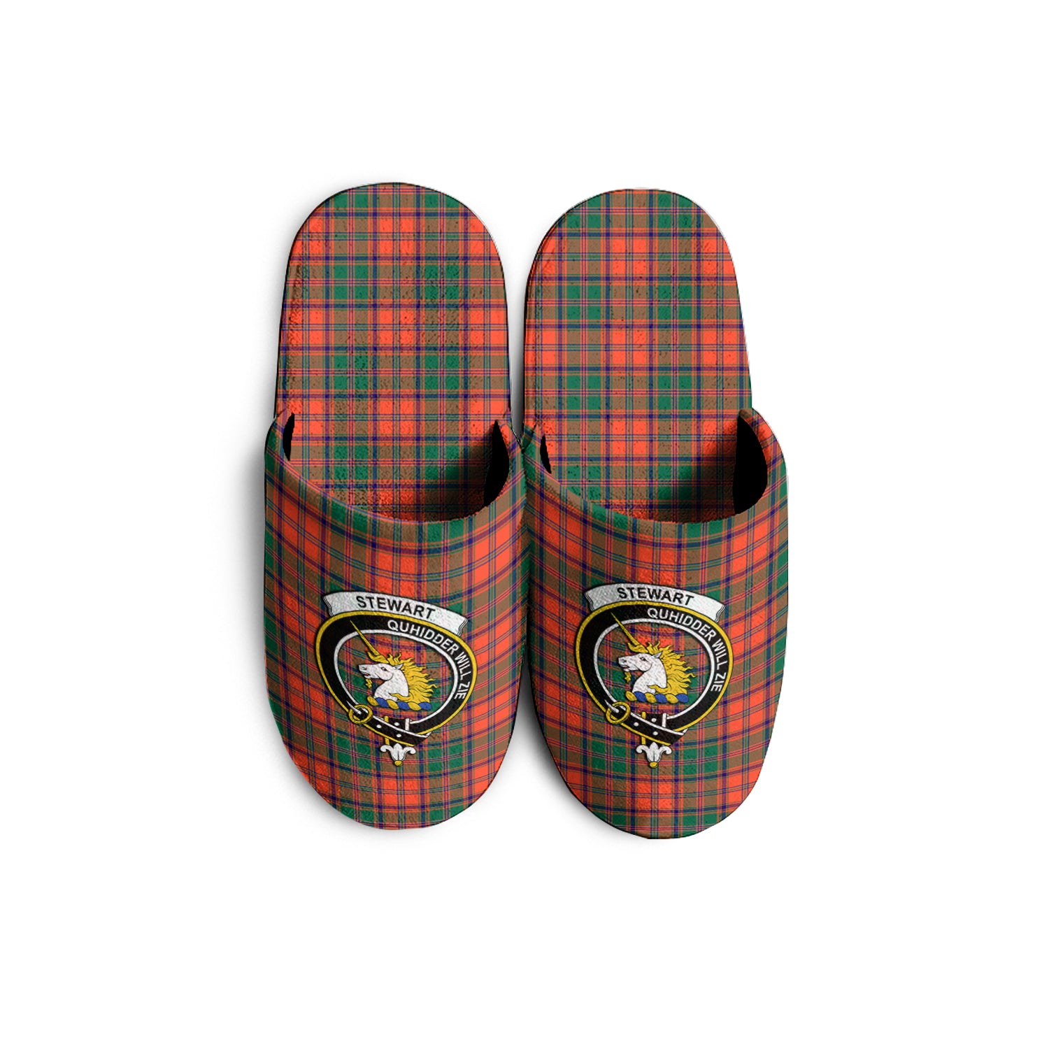 Stewart of Appin Ancient Tartan Home Slippers with Family Crest KIDS - Tartan Vibes Clothing