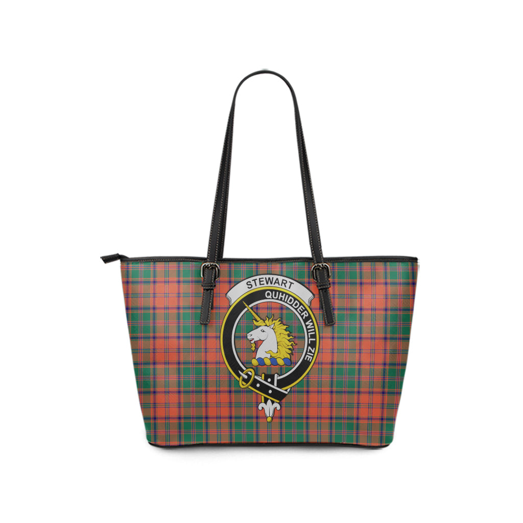 Stewart of Appin Ancient Tartan Leather Tote Bag with Family Crest - Tartan Vibes Clothing