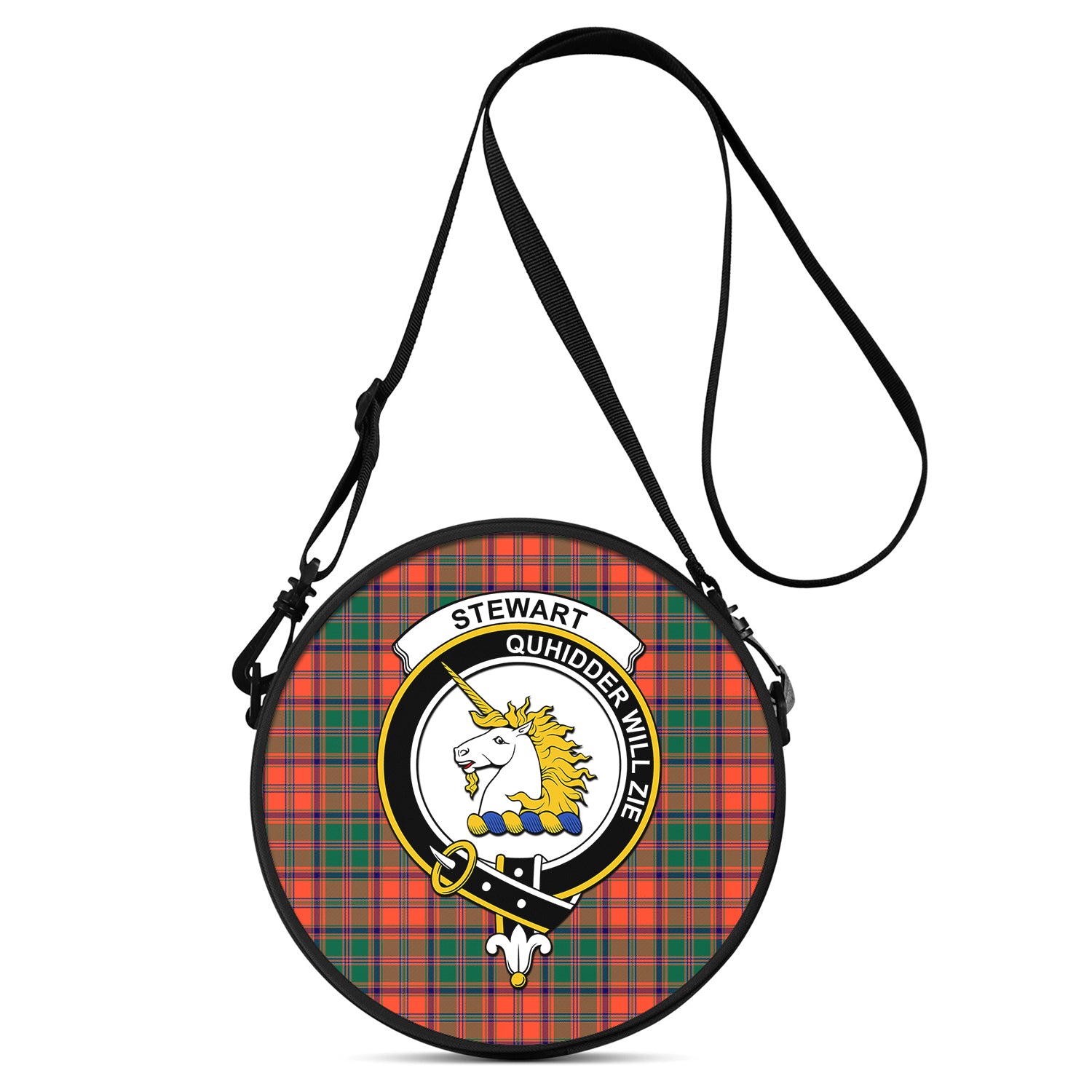 Stewart of Appin Ancient Tartan Round Satchel Bags with Family Crest One Size 9*9*2.7 inch - Tartanvibesclothing