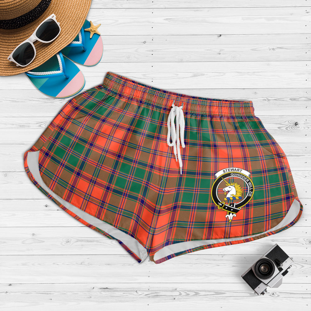 stewart-of-appin-ancient-tartan-womens-shorts-with-family-crest