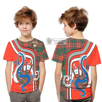 Stewart of Appin Ancient Tartan Kid T-Shirt with Epic Bagpipe Style