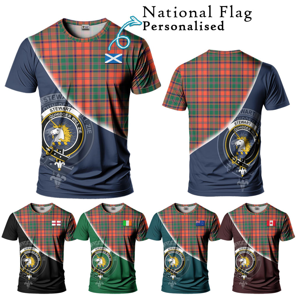 Stewart of Appin Ancient Tartan T-Shirt with Personalised National Flag and Family Crest Half Style Kid's Shirt - Tartanvibesclothing Shop