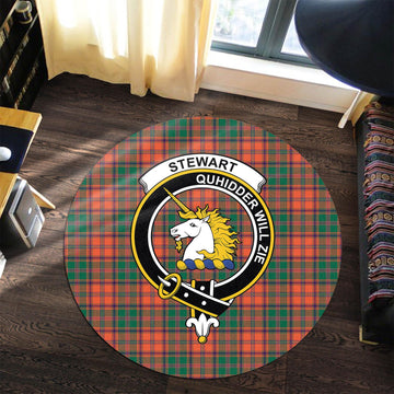 Stewart of Appin Ancient Tartan Round Rug with Family Crest