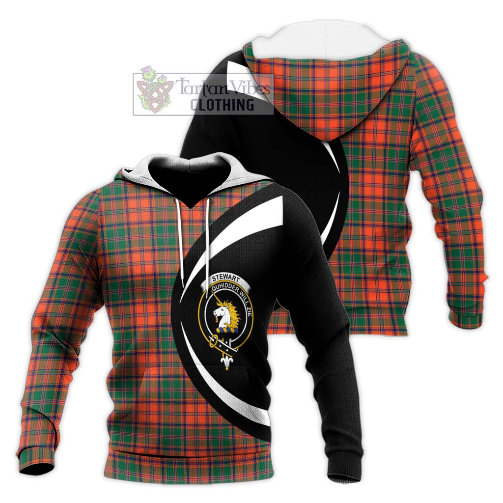 Stewart of Appin Ancient Tartan Knitted Hoodie with Family Crest Circle Style Unisex Knitted Pullover Hoodie - Tartan Vibes Clothing