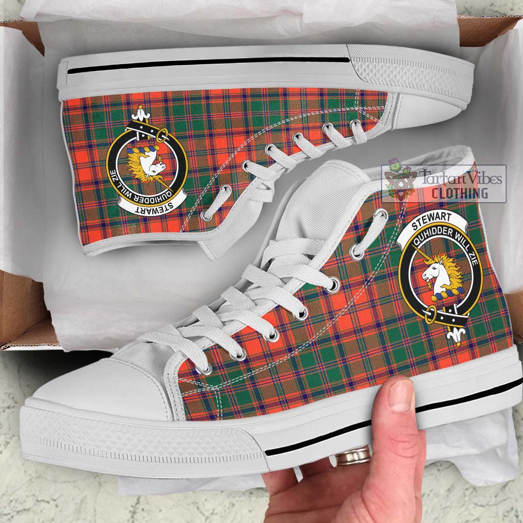 Tartan Vibes Clothing Stewart of Appin Ancient Tartan High Top Shoes with Family Crest