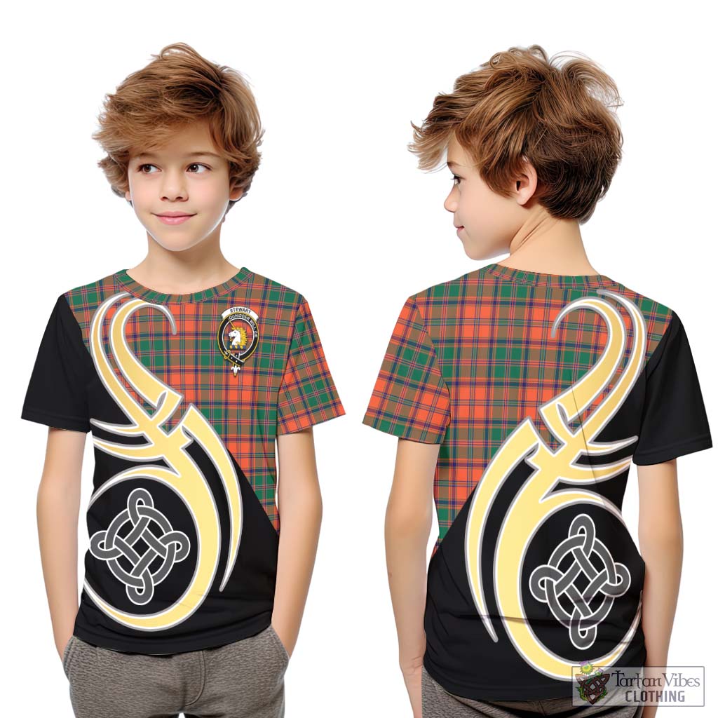 Stewart of Appin Ancient Tartan Kid T-Shirt with Family Crest and Celtic Symbol Style Youth XL Size14 - Tartan Vibes Clothing