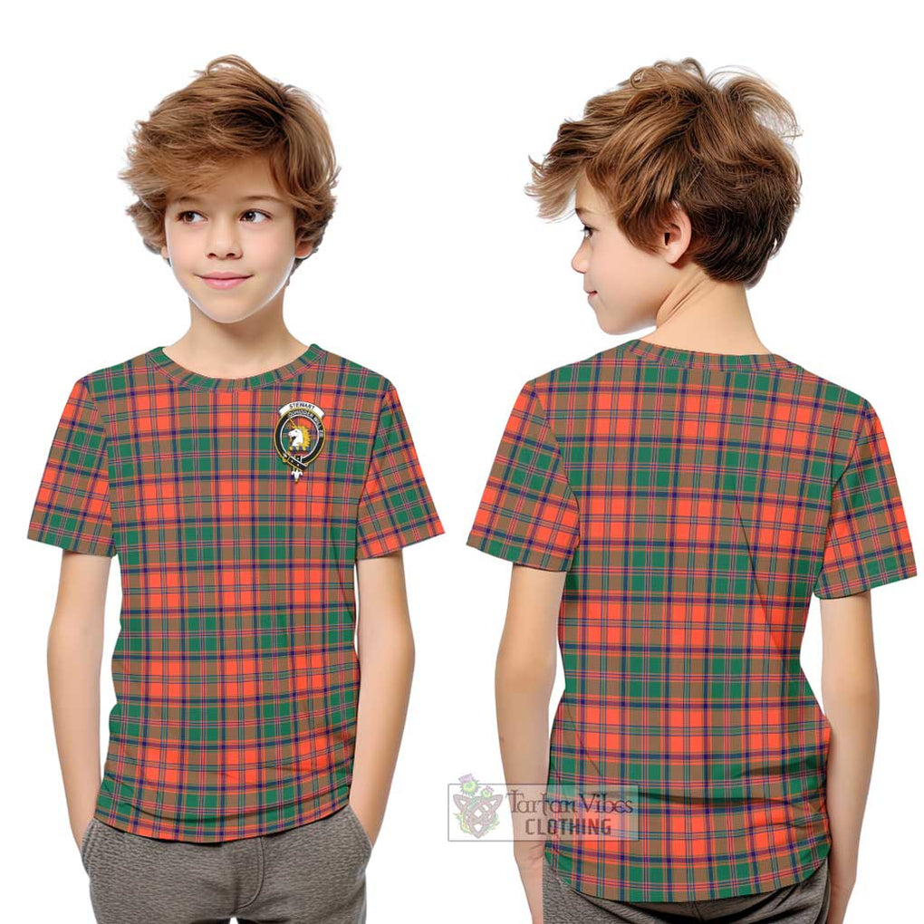 Stewart of Appin Ancient Tartan Kid T-Shirt with Family Crest Youth XL Size14 - Tartanvibesclothing Shop