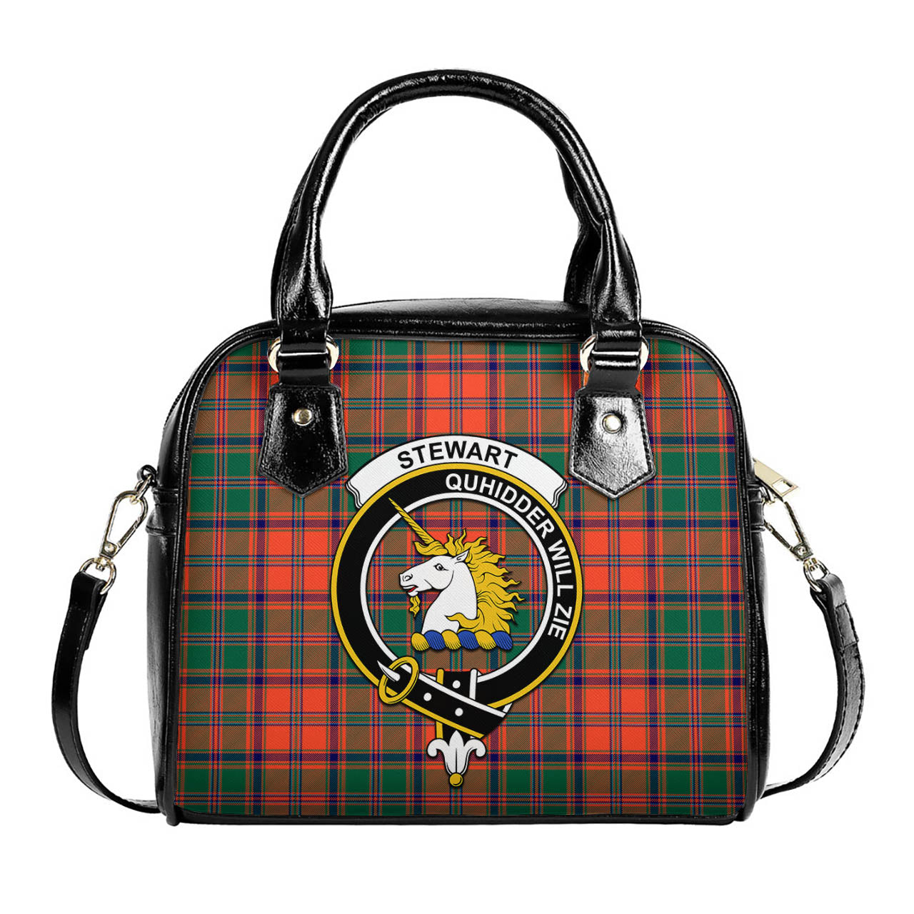 Stewart of Appin Ancient Tartan Shoulder Handbags with Family Crest One Size 6*25*22 cm - Tartanvibesclothing