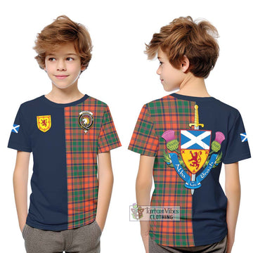 Stewart of Appin Ancient Tartan Kid T-Shirt Alba with Scottish Lion Royal Arm Half Style