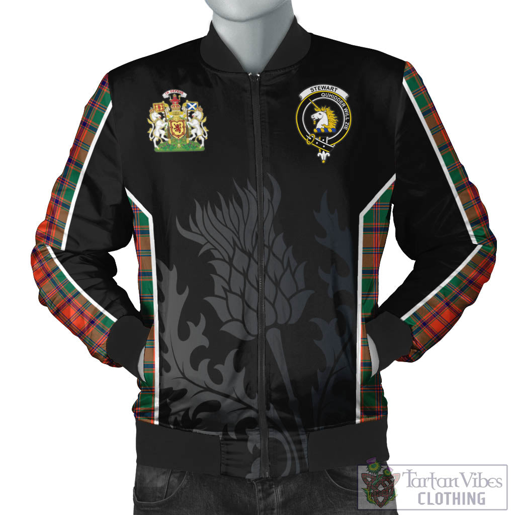 Tartan Vibes Clothing Stewart of Appin Ancient Tartan Bomber Jacket with Family Crest and Scottish Thistle Vibes Sport Style