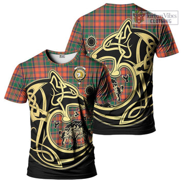 Stewart of Appin Ancient Tartan T-Shirt with Family Crest Celtic Wolf Style