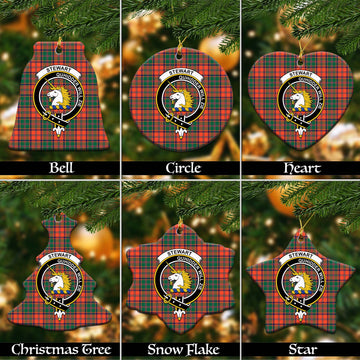 Stewart of Appin Ancient Tartan Christmas Ceramic Ornaments with Family Crest