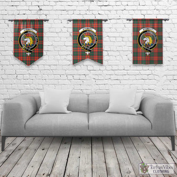 Stewart of Appin Ancient Tartan Gonfalon, Tartan Banner with Family Crest