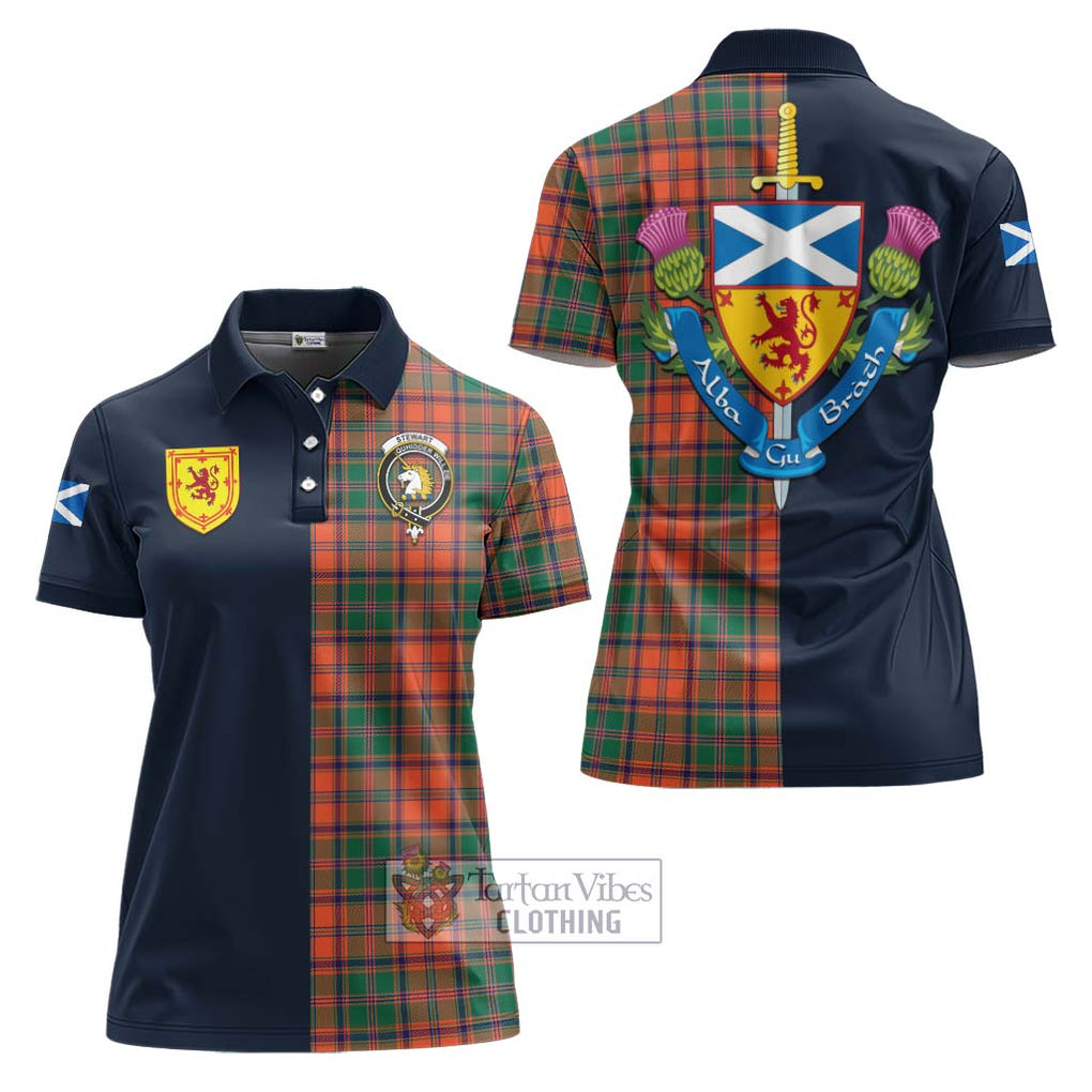 Tartan Vibes Clothing Stewart of Appin Ancient Tartan Women's Polo Shirt with Scottish Lion Royal Arm Half Style