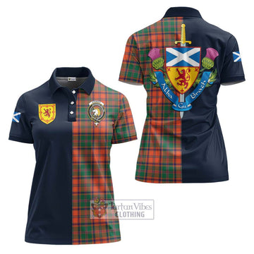 Stewart of Appin Ancient Tartan Women's Polo Shirt Alba with Scottish Lion Royal Arm Half Style